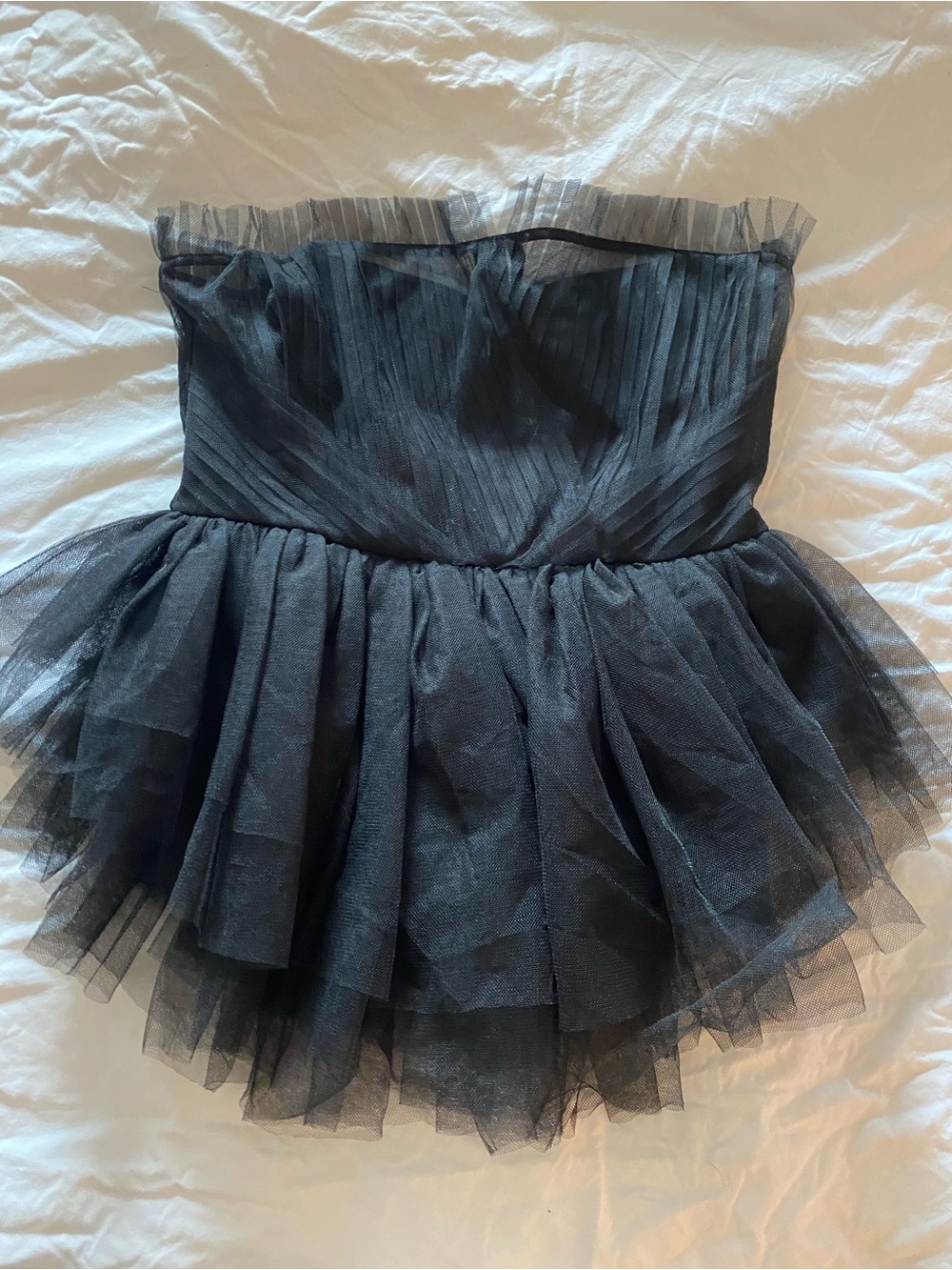 NBDStrapless Black Tulle Peplum corset top - Picture 3 of 4